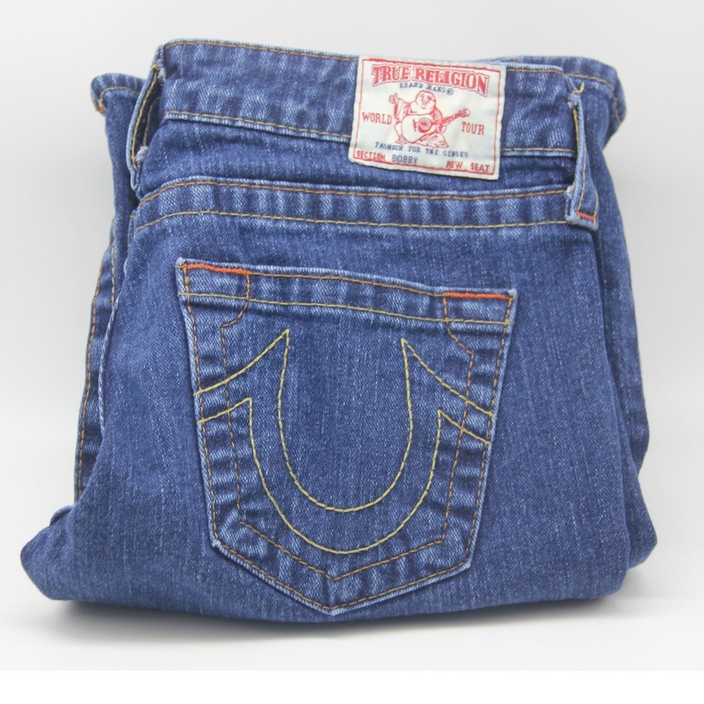 Vtg Y2K True Religion Low Rise Bootcut Jeans Women's 27 Made in USA Elena Bella